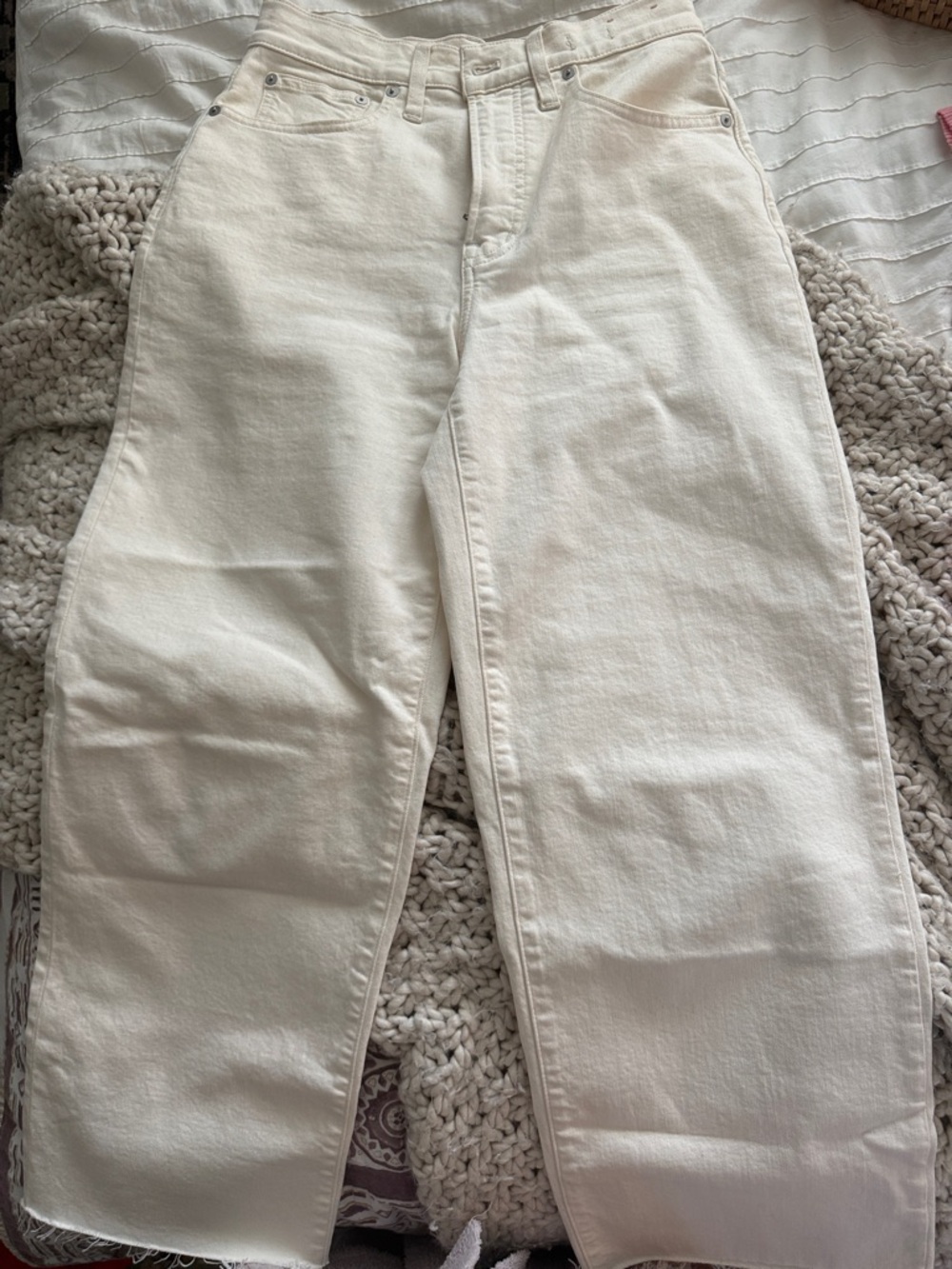 Madewell Cream Wide-Leg Crop Jeans
